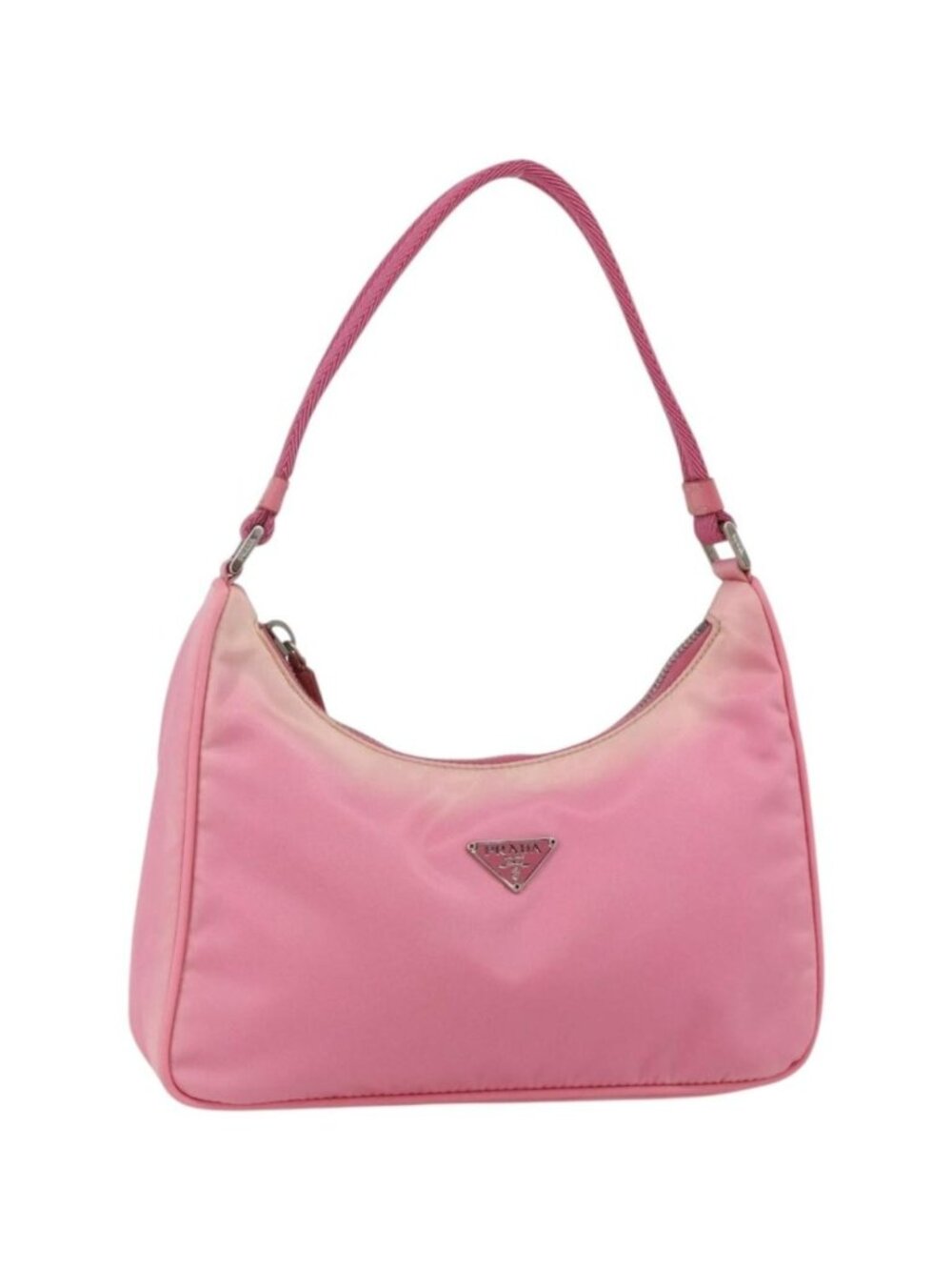 PRADA Hand Pouch Bag Nylon Pink Silver